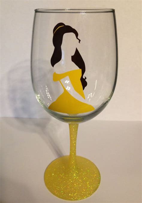 Belle Glitter Wine Glass Disney Inspired Belle Glitter Beauty And