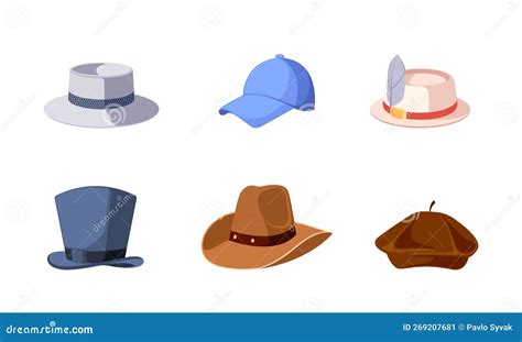 Variety of Hats in Different Colors and Styles, Including Baseball Cap ...