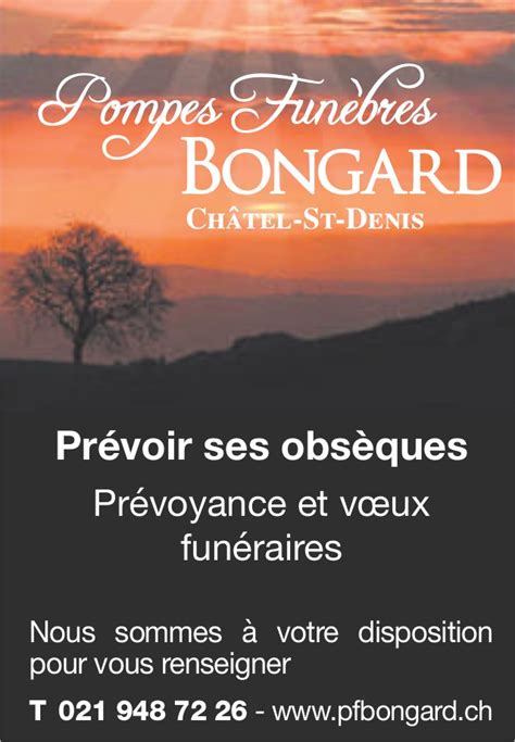 Pompes Funèbres Bongard Châtel St Denis Prévoir ses obsèques