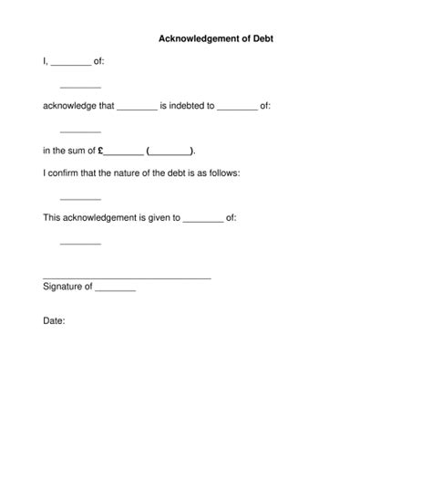 Acknowledgment Of Debt Template Word And Pdf