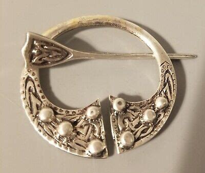 Vintage Celtic Sterling Silver Penannular Brooch Pin Wbs Ward Brothers