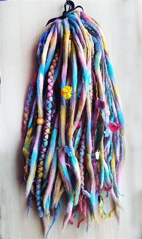 Custom Dyed Wool Tiedyed Dreadlock Fall With Von Purplefinchstore 230