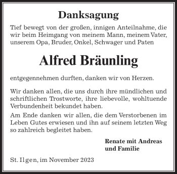 Traueranzeigen Von Alfred Br Unling Trauer Rnz De