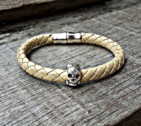 Pulseira Couro Masculina Caveira no Elo7 Tão Eu Acessórios Masculinos