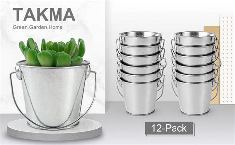 Amazon Takma Inch Galvanized Mini Tin Buckets Pcs Silver