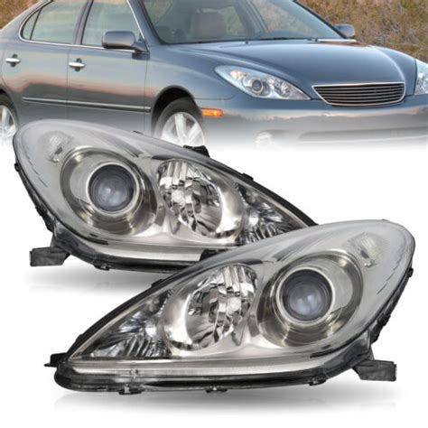 Headlights For 2004 2005 2006 Lexus ES330 Halogen Chrome L R Pairs Set