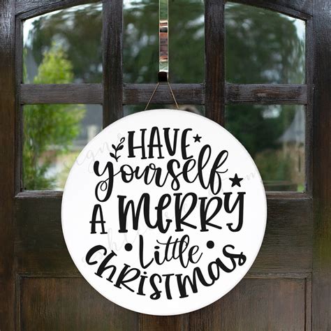 Christmas Front Door Signs Holiday Door Hanger Merry and - Etsy