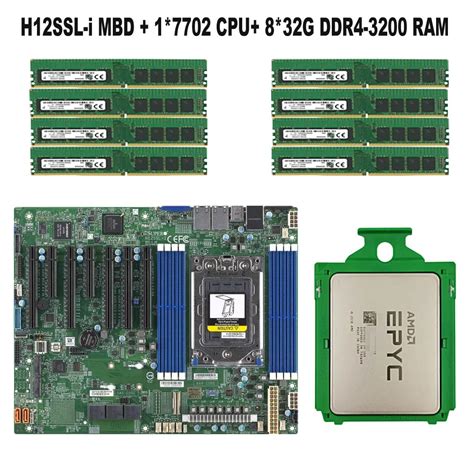 FOR Supermicro H12SSL-i Motherboard +AMD EPYC 7702 2.00GHz 64C/128T ...