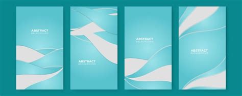 Premium Vector | Abstract green tosca background set with geometric shapes