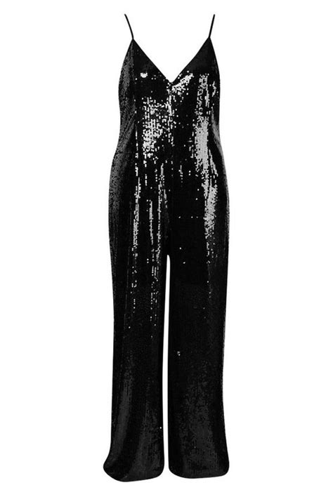 Plus Sequin Strappy Wide Leg Jumpsuit Backless Dress Formal Wide Leg