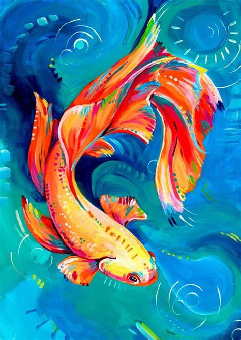 Betta Fish Art Print Fighting Fish Colorful Tropical Etsy