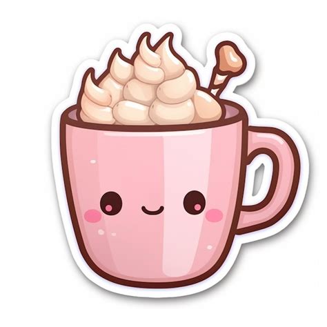 Premium Ai Image There Is A Sticker Of A Cup Of Coffee With Whipped