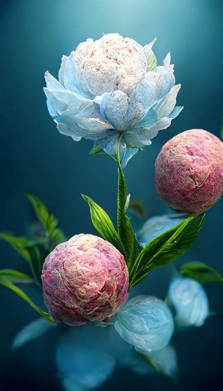 Prompthunt The Light Blue Background Real Peony Flowers National