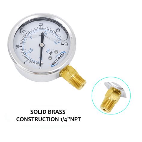 General Purpose Pressure Gauge Psi Bar Liquid Filled