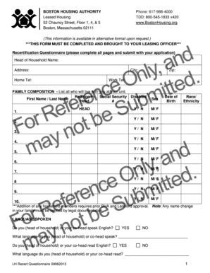 Fillable Online Bostonhousing This Form Must Be Completed And Brought