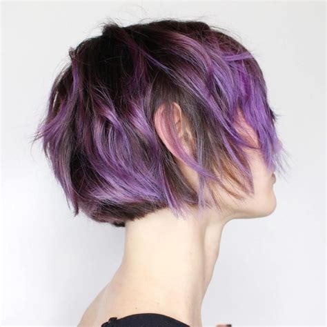 Short Choppy Purple Balayage Style Balayage Violet Balayage Hair