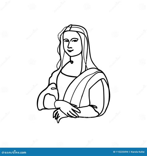 Mona Lisa line art stock vector. Illustration of mona - 115225494