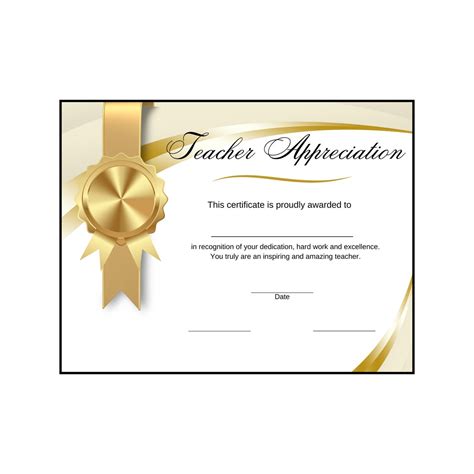 Teacher Certificate Of Appreciation Outstanding Teacher Ribbon Instant