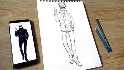 How To Draw Gojo Satoru Full Body Drawing Gojo Full Body Anime