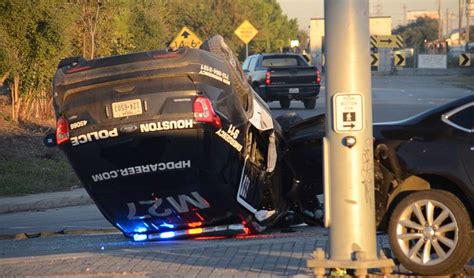 Houston Police Cruiser Flips In Crash Along East Freeway