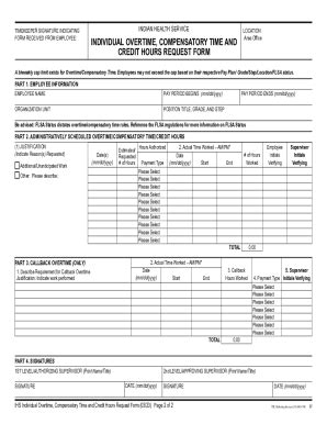 Fillable Online Ihs Individual Overtime Compensatory Time And Credit