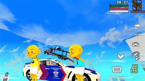 Upin Dan Ipin Muat Mobil Polisi Di Atas Truk Terbang Oyanio Tv YouTube