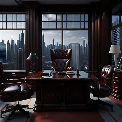 Premium Photo An Executive Office With Rich Mahogany Furniture