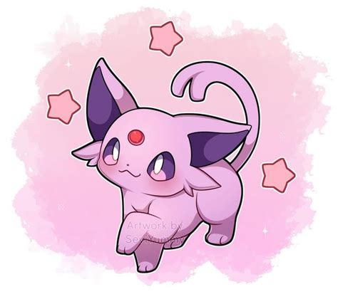 A Drawing Of A Pink Pokemon With Stars Around It