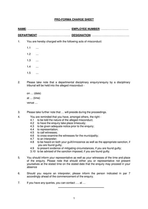 employee charge sheet template create
