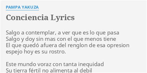 Conciencia Lyrics By Pampa Yakuza Salgo A Contemplar A