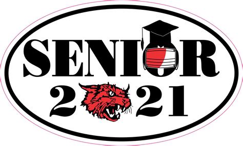 StickerTalk Red Wildcat Face Mask Senior 2021 Vinyl Sticker, 5 inches x ...