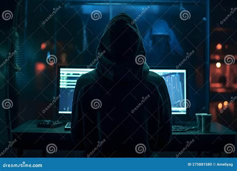 A Hacker Sitting In Front Of Multiple Computer Screens Ai Royalty Free