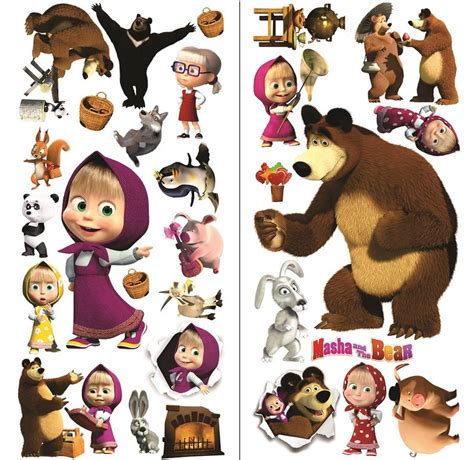 Masha and the Bear Wall Stickers Nursery home kids room Art | Etsy