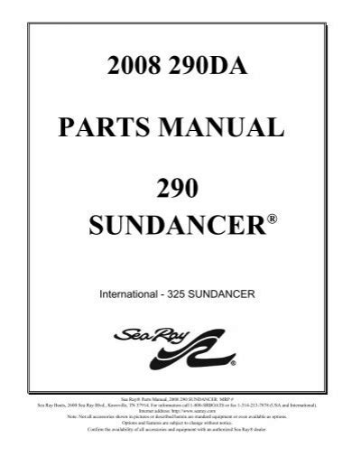 Parts Manual 2008 290da Sundancer Sea Ray Boats