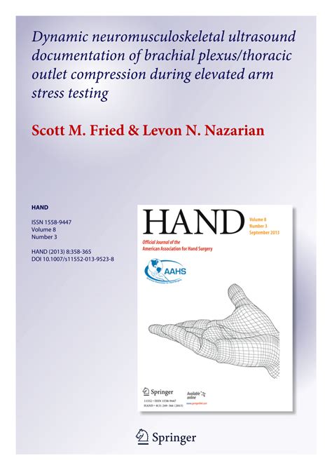 Pdf Dynamic Neuromusculoskeletal Ultrasound Documentation Of Brachial Plexus Thoracic Outlet