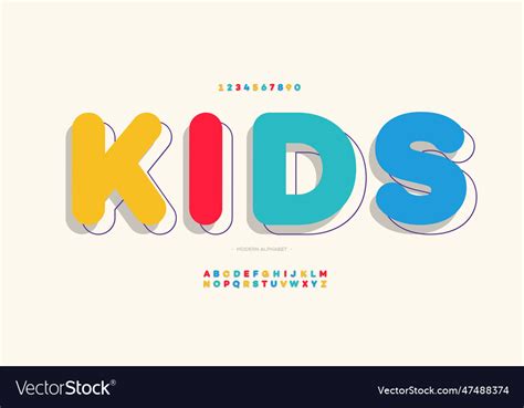 Kids font 3d bold style modern typography Vector Image