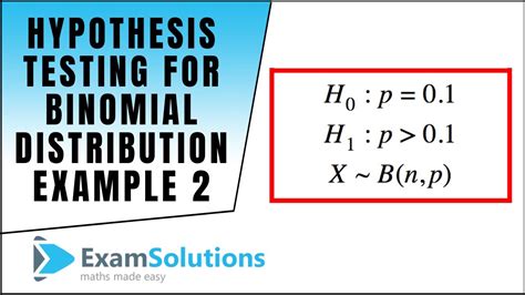 Hypothesis Testing For The Binomial Distribution Example