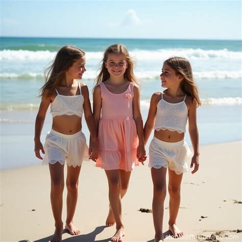 Groupes de filles ensoleillées sur la plage | Stable Diffusion Online