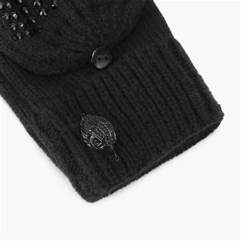 CRYSTAL EAGLE GLOVES Black Mittens by KURT GEIGER LONDON