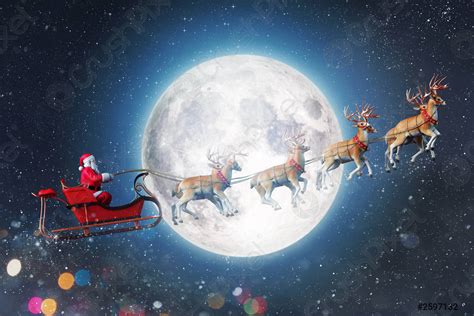 Santa claus in a sleigh ready to deliver presents with - stock photo ...