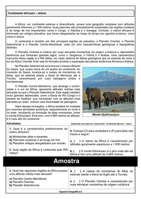 Atividades Sobre A Africa