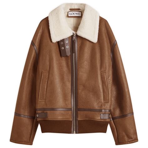 Loewe Shearling Aviator Jacket White Camel END GB