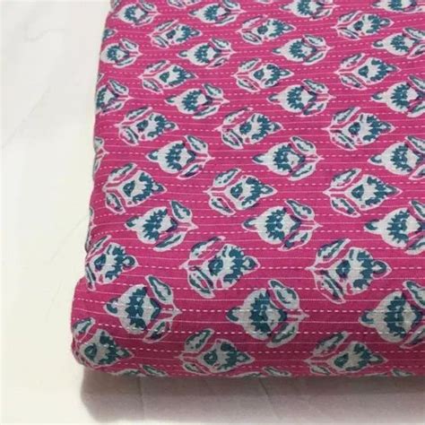 Katha Cotton Pink Printed Unstitched Suit At Rs Meter Cotton