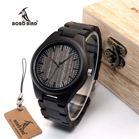 Bobo Vogel WO08 Hout Horloge Ebbenhout Houten Quar Grandado