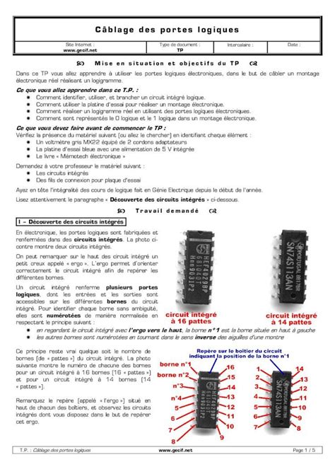 Pdf Cablage Des Portes Logiques Gecif Netfractale Gecif Net Si Tp