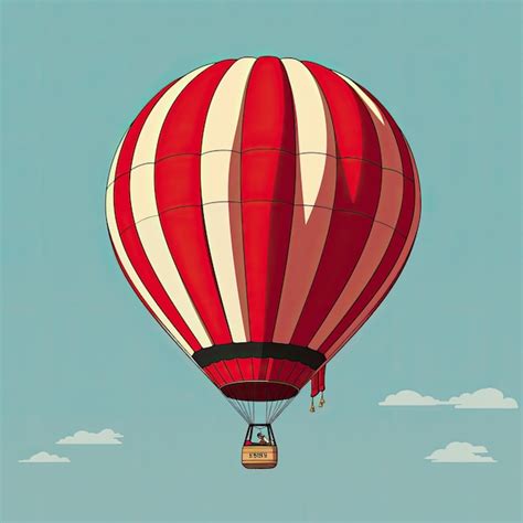 Premium AI Image A Red And White Hot Air Balloon With A Yellow Stripe