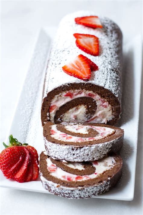 Strawberry Chocolate Cake Roll - Cooking For My Soul