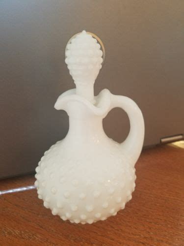 Vintage Avon Fenton Hobnail White Milk Glass Perfume Bottle W Stopper