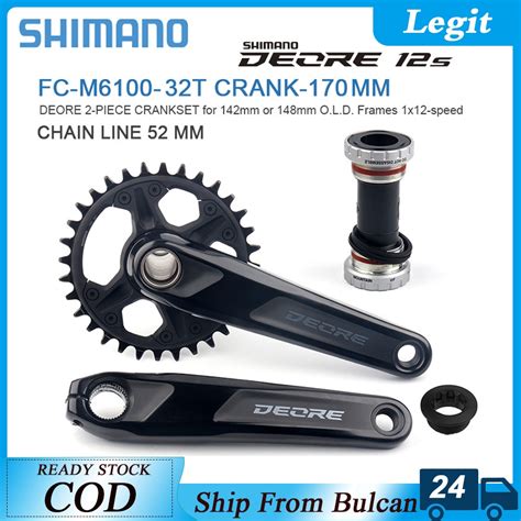 SHIMANO DEORE 1x12S M6100 Crankset MTB Bicycle 2 PIECE Crankset 170 32T