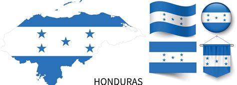 El Varios Patrones De El Honduras Nacional Banderas Y El Mapa De